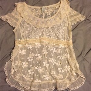 Anthropologie Odille cream lace top