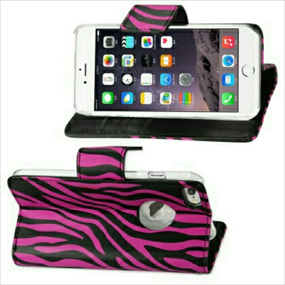 📱Iphone 6/6S hot pink zebra wallet case - Picture 2 of 4