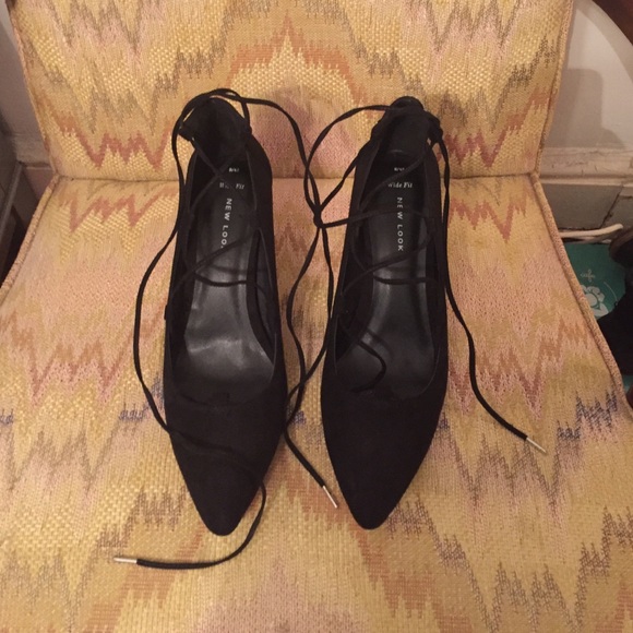 ASOS new look inspire lace up black heels WIDE FIT