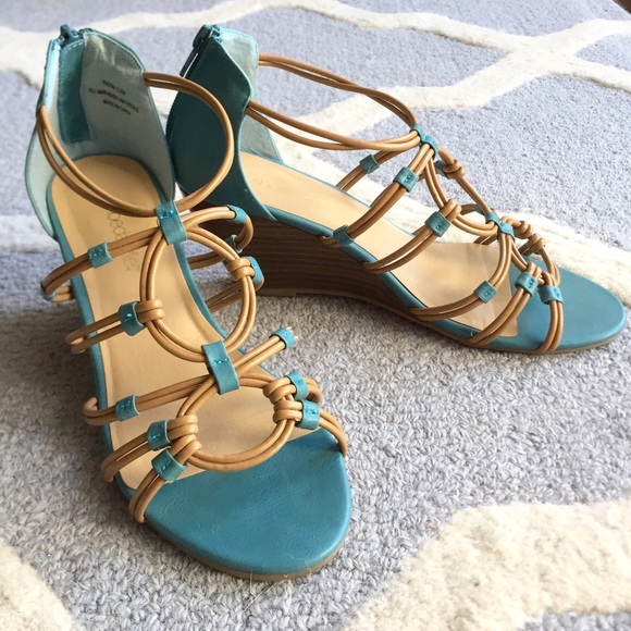Turquoise Wedge Sandals