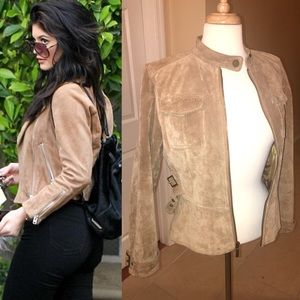 100% Real Leather Suede Beige Jacket Like Kylie's