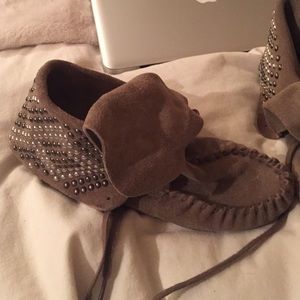 Steve Madden Studded Taupe Moccasin Booties