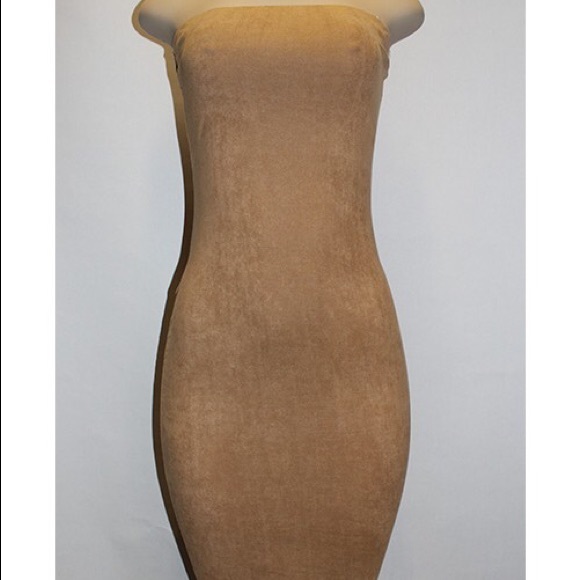 Midi Suede Tube Bodycon Dress
