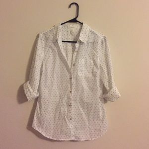 ON HOLD | Polka dotted (navy) white button down