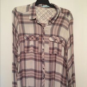 Button down plaid blouse