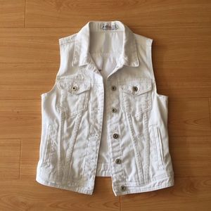 Distressed White Denim Vest