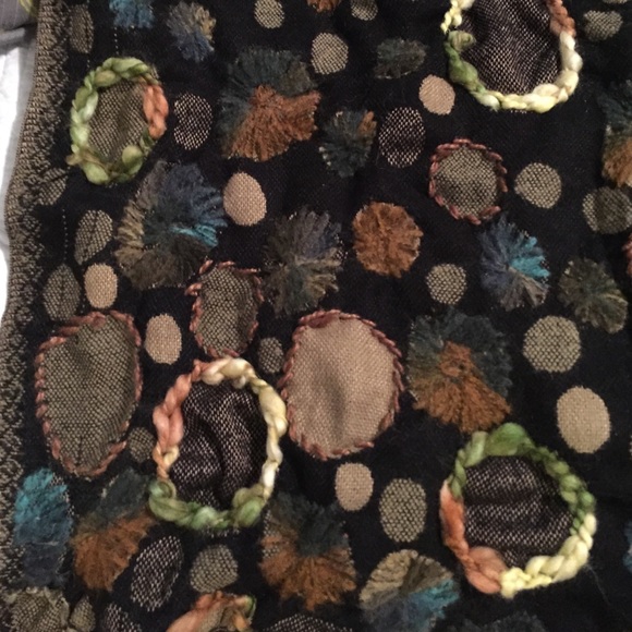 Wool Scarf/Shawl Mostly Black And Tan Anthropology