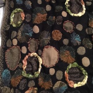 Wool Scarf/Shawl Mostly Black And Tan Anthropology