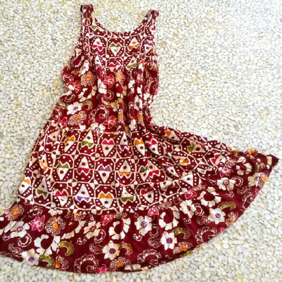 SOLD Resort Balinese Batik Floral Sun Dress L/XL