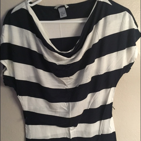 H&M drape neck striped shirt