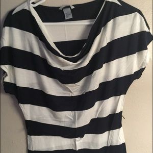 H&M drape neck striped shirt