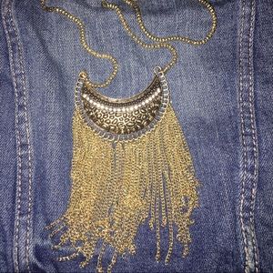 Long boho chic fringe necklace