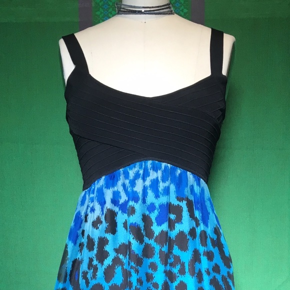 Bebe Leopard Cobalt Gradient Dress