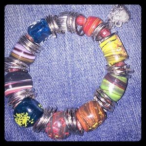 8 inch glass bead chunky bracelet