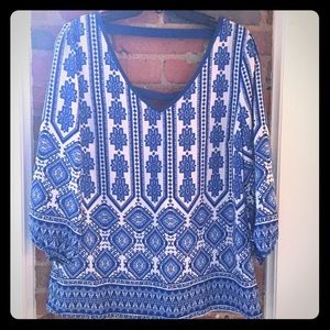 Francesca's blue & white blouse