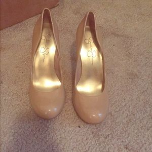 Nude heels, worn once or twice