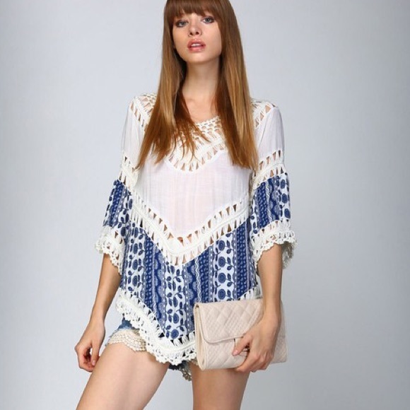 COMING SOON Printed Boho Crochet Tunic - Picture 2 of 4