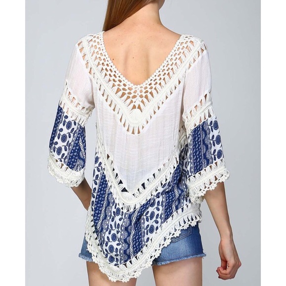 COMING SOON Printed Boho Crochet Tunic - Picture 4 of 4