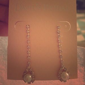 rhinestone earnings with pearl drop