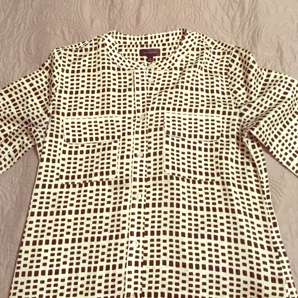 Black and white silk blouse