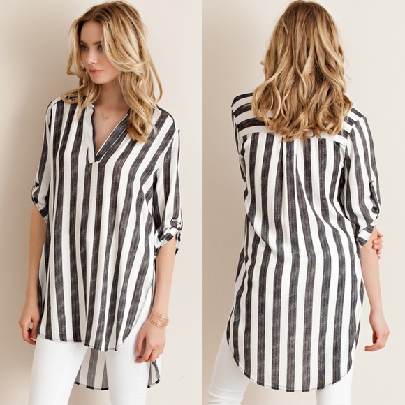 Striped Boyfriend Tunic Shirt - Picture 2 of 3