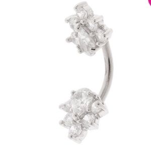 14G Sterling silver, crystal teardrop navel ring