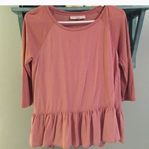 Loft blush peplum top sz small