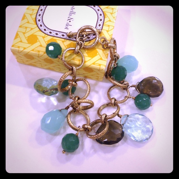 Stella and Dot gold and jewel bracelet