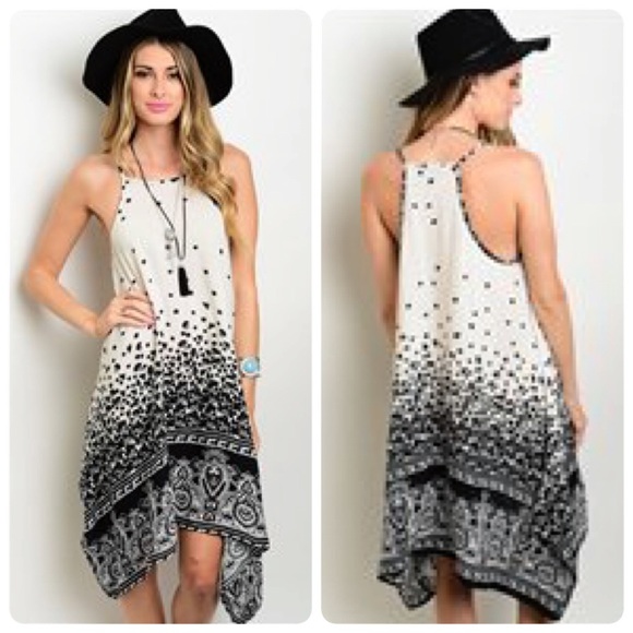 Ivory/black print trapeze dress! LAST CHANCE - Picture 2 of 4