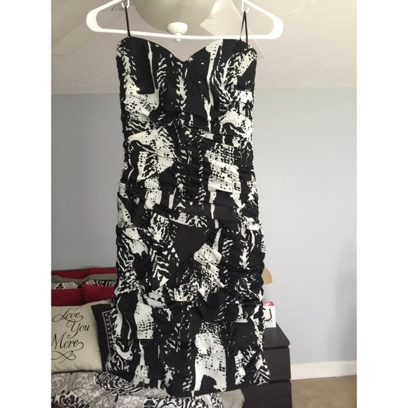 Black and White Strapless Dress