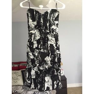 Black and White Strapless Dress