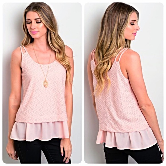 Darling blush ruffled tank!  LAST CHANCE - Picture 3 of 3