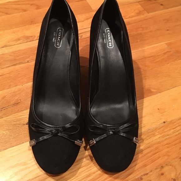 Coach black suede wedge shoe