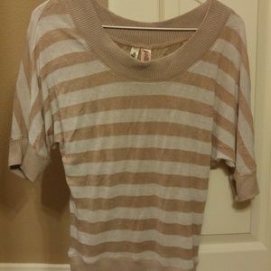 Striped dolman top with lace