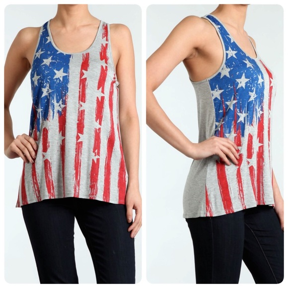 Adorable gray flag graphic tank! Arriving soon! - Picture 2 of 3
