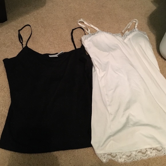 2 black and white tanktops