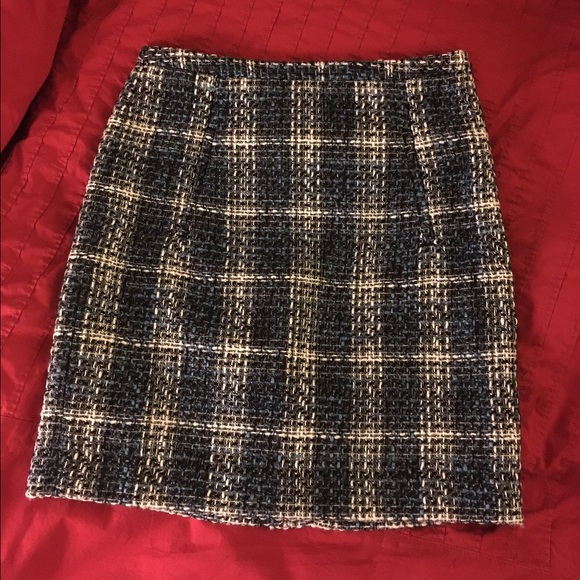 LOFT Blue and White Tweed Skirt
