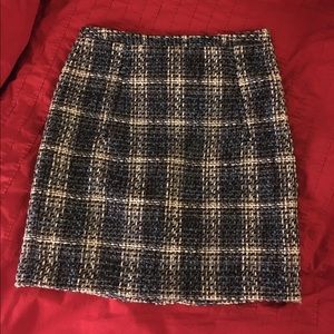 LOFT Blue and White Tweed Skirt