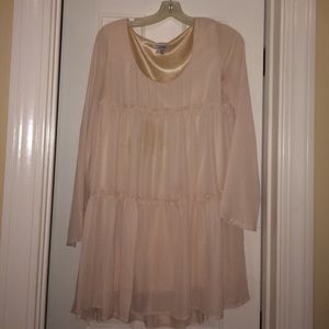 Cream party dress, silky material