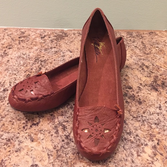 Brown leather loafers