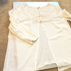 Lace + open back white shirt