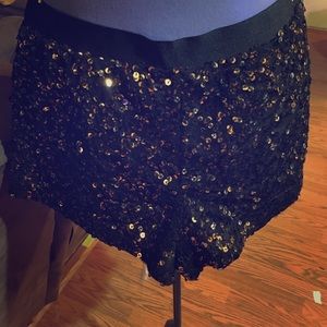 sequin elastic waist booty shorts