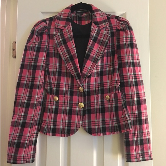 Pink Plaid Express Jacket with Gold Buttons