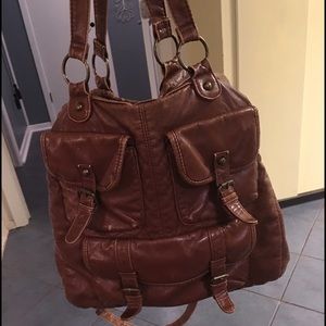 Brown leather target purse