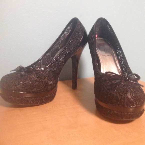 Black Lace Platform Heels 7.5 Baby Phat