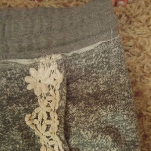 Capri joggers lounge pants crochet detail