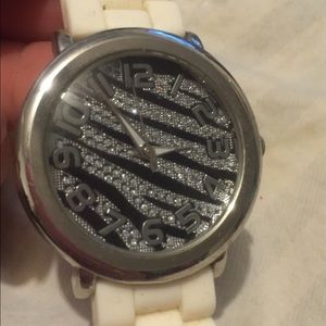 White zebra print watch