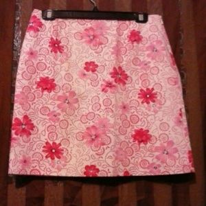 Ann Taylor Pink and White Floral Skirt 10p