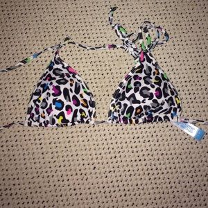 Colored leopard print bikini top