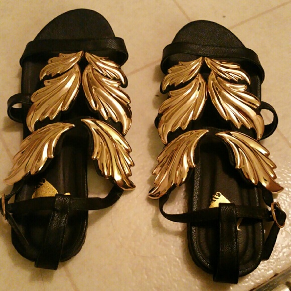 Gold Feather Sandals
